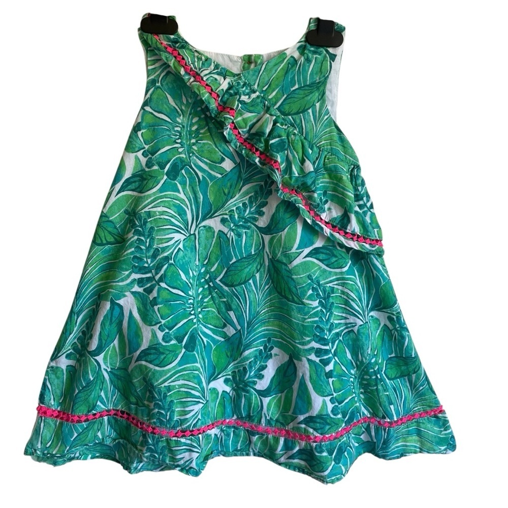 Tommy Bahama Tropical Green Leaf Print Dressβ with Pink Accents